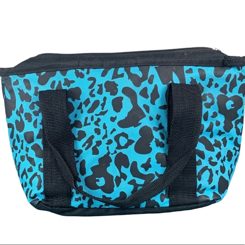 POLAR PACK:  Blue Leopard Print Insulated Lunch Bag Cooler